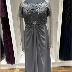 Christina Wu Charcoal Gray Lace Wedding Dress CLOSEOUT